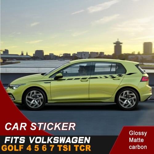 Car Decals Fit For VOLKSWAGEN GOLF 4 5 6 7 TSI TCR Side Door Stripe Racing Styling Vinyl Graphic Cool Car Stickers Accessories