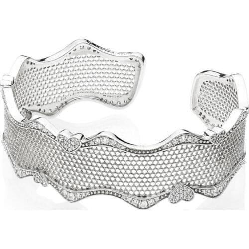 Baofu New Original 925 Sterling Silver Bracelet Love Hollowed Honeycomb Lace Opening Adjustable Size Suitable For Ladies Jewelry