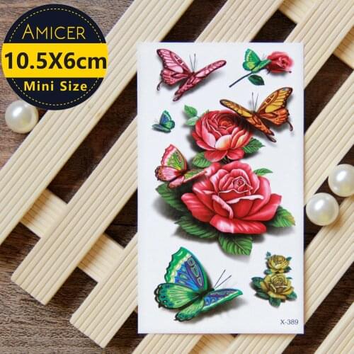Free shopping 3D Rose Fake Tattoo Sticker Waterproof Temporary Tattoo Sticker Flash tattoos