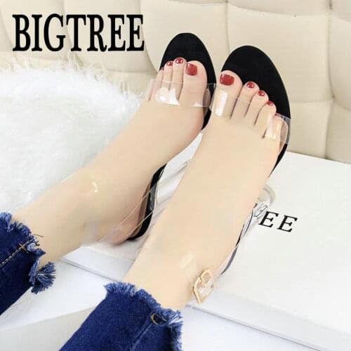 BIGTREE 2018 New PVC Women Pumps Sexy Clear Transparent Ankle Strap High Heels Party Sandalias Woman Crystal Heel Shoes Sapatos