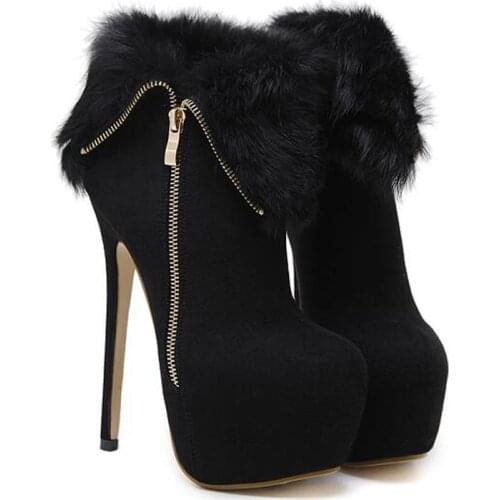 Winter autumn boots sexy high heels shoes fashion ankle boots for women fur boots platform pumps women Snow shoes LJA26-1