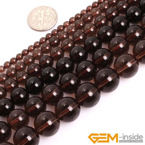 AAA Grade Round Dark Brown Clear Smoky Quartzs Beads Natural Stone DIY Beads For Jewelry Making Strand 15" 6mm 8mm 10mm 12mm