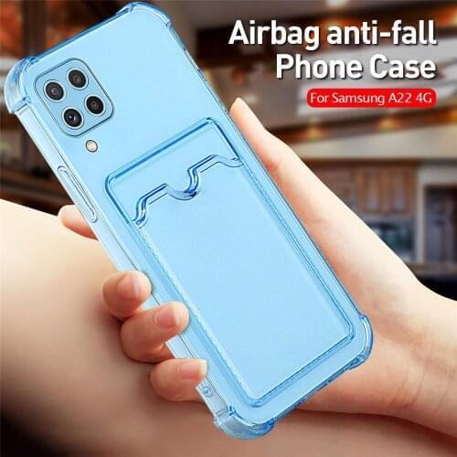For Samsung Galaxy A22 4G Case Transparent Anti-fall wallet Card Back Soft Cover Samsun A 22 6.4" A225F Camera Protective Fundas