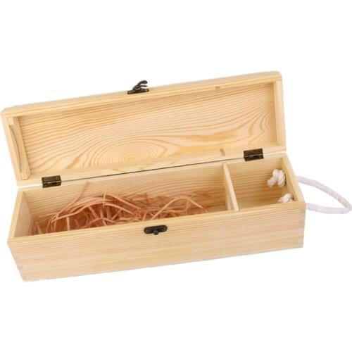 10cm Single Bottle Wood Wine Storage Case Carrier with Draw String Gift