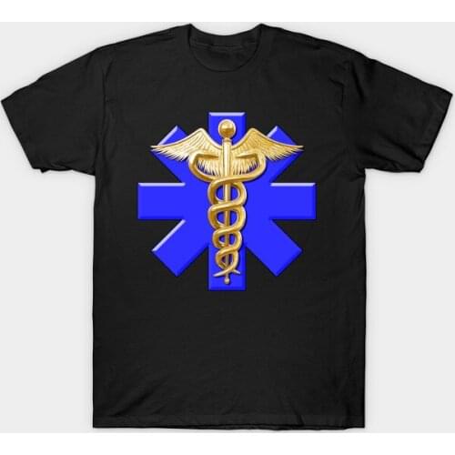 Paramedic Star of Life T-Shirt EMS EMT Gold Silver Caduceus Cotton O-Neck Short Sleeve Mens T Shirt New Size S-3XL