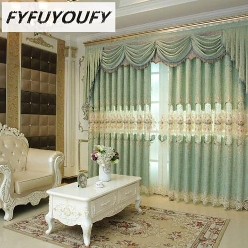FYFUYOUFY European fresh curtain for living room Floral embroidered tulle curtains for bedroom blackout curtains in the nursery