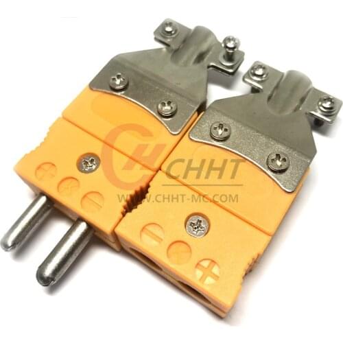 K-Type Thermocouple Solid Male And Female Plug Thermocouple Connector With Clamp