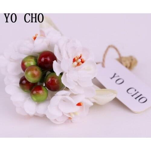 YO CHO Creative Wedding Decoration Corsage With Brooch Pin Sakura Cherry Bridal Groom Suit Boutonniere Pin Quinceanera Prom Gift