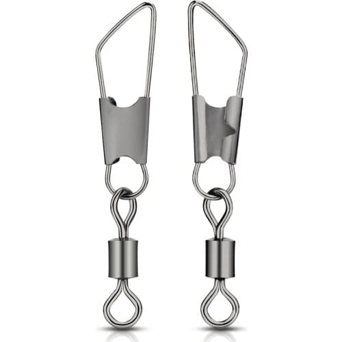 20Pcs Brass Barrel Fishing Swivels Solid Rings Fishing Pin Connector With Interlock Snap Fishing Connector