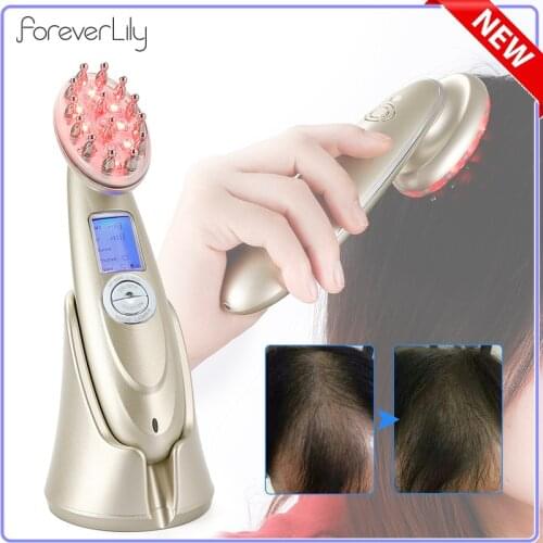 RF EMS Nano LED Red Light Vibration Massage Hair Care Brush Electric Laser Hair Growth Comb Anti Hair Loss Therapy Comb Infrared