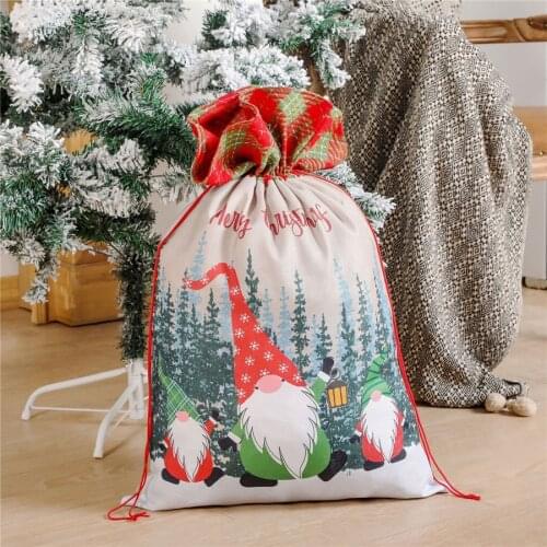 New Year 2022 Large Santa Sacks Linen Christmas Candy Bag Vintage Santa Bag Christmas Stockings Kids Gift Bags Noel Deco Navidad