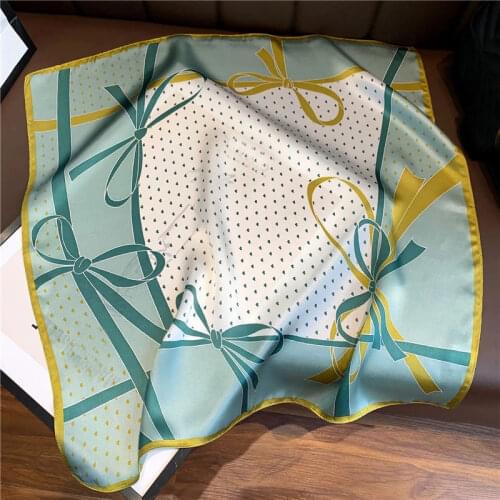 Fashion 2021 Silk Hair Scarf Women Handkerchief 100% Pure Silk Scarves Luxury Summer Beach Shawls Wraps Foulard Free Shipping