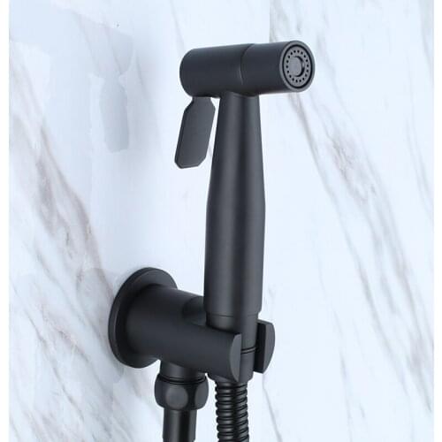 Wall Mounted Black bathroom toilet Shower head set Stainless steel shower spray nozzle jet set with brass shower holder hose