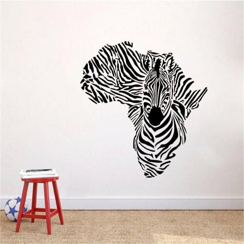 Zebra In Africa Map Wall Stickers Home Decor Vinyl Wall Decal Creative Zebra Pattern Removable Mural For Living Room WL1277