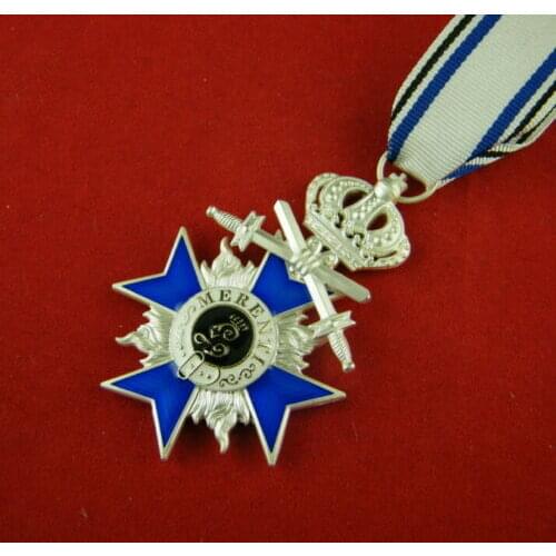 WW1 German Bavarian Merit Cross 4.th Class with Crown and Swords with ribbon MEDAL BADGE