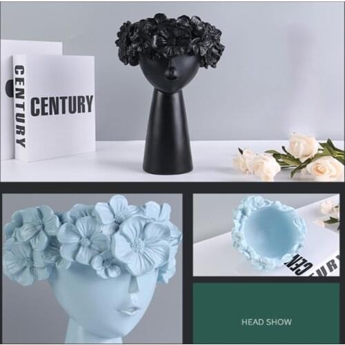 Nordic Home Decoration Resin Vase Statue Sculpture Makeup Brush Holder Storage Box Pen Holder Creative Flower Pot Art Supplies