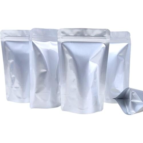 100pcs/Lot Food Packaging Bags Reclosable Pure Foil Zip Lock Pouches Heat Seal Stand Up Storage Bags for Grains Nuts Tea Candy
