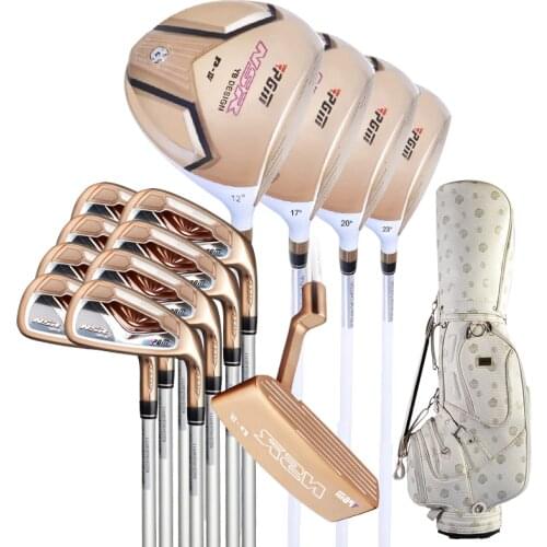 PGM Womens Golf Club Sets with Bag (13 Piece) Standard Package Putter +4PCS Woods +8 PCS Irons Bar Gold Edition Complete