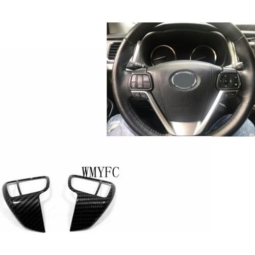 ABS Matte Steering wheel Button frame Panel Cover Trim Car Styling accessories 2pcs For Toyota Highlander Kluger 2014-2018