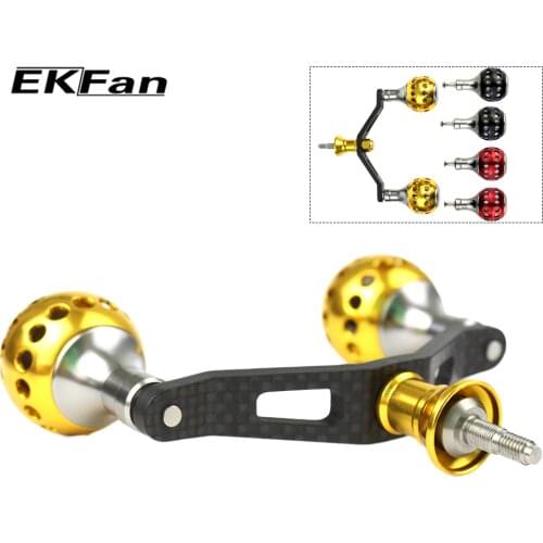 EKFan Fishing Reel Double Handle with Aluminum Alloy Knobs Suit for 2000-5000 Series Spinning Reel Carbon Fiber
