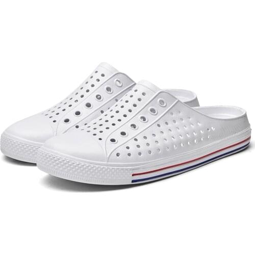 Men Summer Beach Slippers Breathable Casual Men Slides Lightweight Massage Male Slippers Non-slip Soft Flats Big Size 45