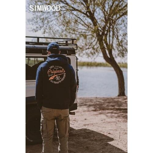 SIMWOOD Warm Fleece Heavyweight Pullover Hoodie Men Loose Logo Print Jogger Sweatshirts Plus Size 2021 spring Winter New Hoodies