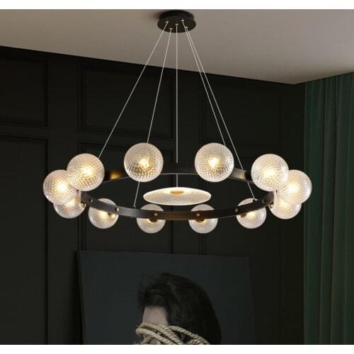 Modern Led Simple Chandelier Lighting For Dining Living Room Bedroom Black Hanging Lamp Glass Ball Home Deco Round Chandeliers