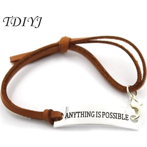 TDIYJ New Arrival Stylish Engraving DIY Bracelets for Women Black/Brown/Khaki 3 Colors 22cm Pu Leather Women Bracelets 20pcs/lot