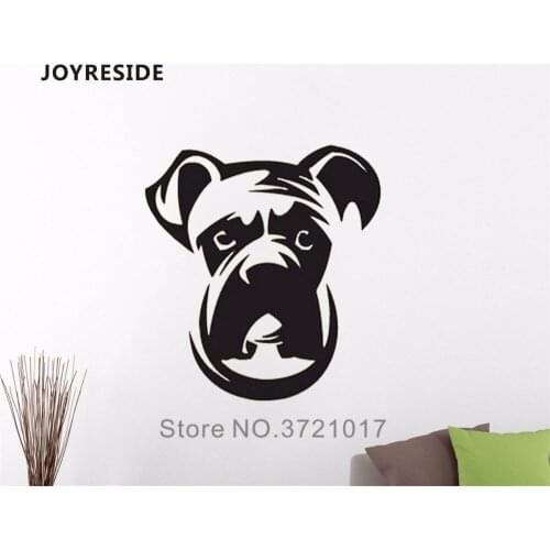 JOYRESIDE Dog Face Animal Wall Bulldog Decal Vinyl Sticker Decor Home Children Kids Room Bedroom Living Room Interior Mural A308