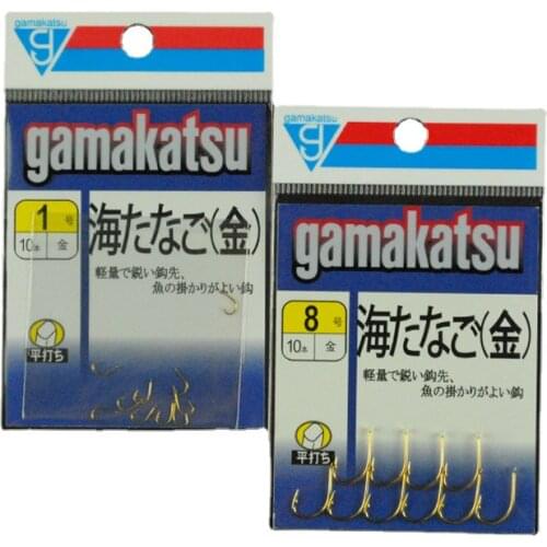 Japan Gamakatsu Gold Fishing Hooks Stream Pond Sea Worm Lure Barbed Hooks High Strength Carbon Steel Fishing Tackles Pesca 1-8