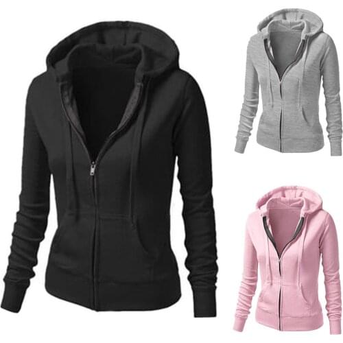 Women Hoodie Long Sleeve Sweatshirt Zip Up Top Hoodies Pullover Tops Solid Color Outwear Spring Autumn Hooded Coat толстовка