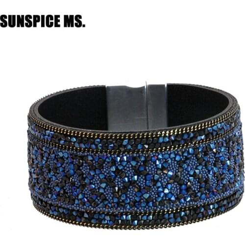 Ethnic Jewelry Bracelet for Women Magnetic Clasp Bracelets Bangles Natural Beads Stone Resin Rhinestone Female Accessories 2018