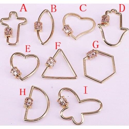 10Pcs Various Shape Metal Copper Micro Pave Colorful CZ Connector Clasps For Making Jewelry Findings