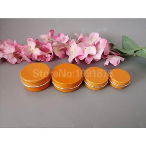 100pcs 10ml 15ml 30ml Empty Orange Color Aluminum Cream Jar Pot 10g 15g 30g Makeup Nail Art Cosmetic Metal Tins Containers
