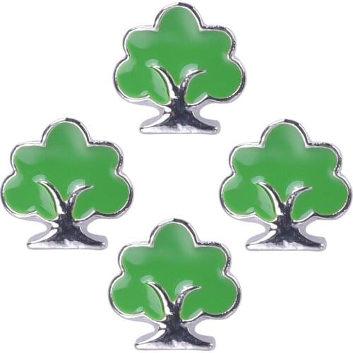 20Pcs/lot F247 Metal Enamel Big Green Tree Floating Charms Fit For Lockets Necklaces Gift Jewelry