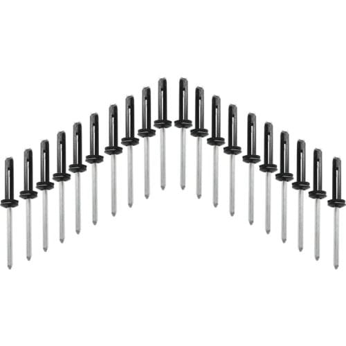20Pcs Durable Black Aluminum Tri-Grip Tri-Fold Rivet Long Pop Rivets for Kayak Canoe Rubber Dinghy Inflatable Boat Accessories