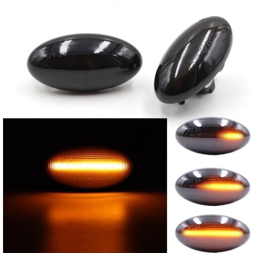 2X Dynamic Flowing Sequential Blinker Side Marker Light For Peugeot 1007 206 307 407 607 Partner Expert Citroen Xsara Picasso