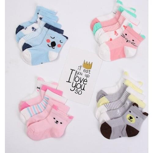 5 Pairs/Lot Baby Socks Newborns Infant Cute Cartoons Soft Cotton Mesh Short Socks For 0-24 Month Boy Girl Babies Fashion Kids