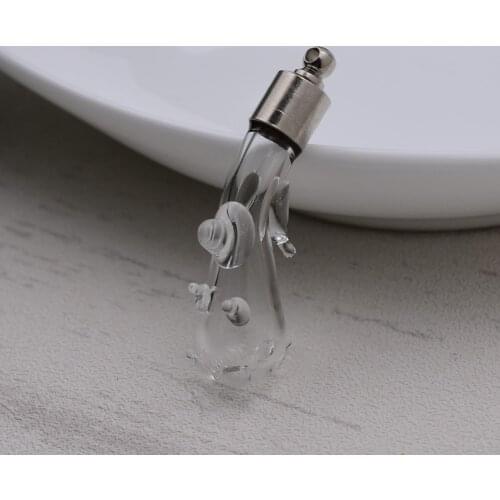 5pieces/lot SCREW CAP 39*10mm dog Glass Vial Pendant name or rice art glass necklace pendant mini glass bottle
