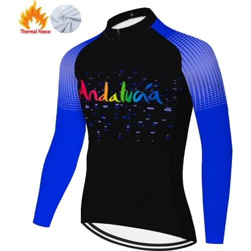 Andalucia Winter Thermal Fleece Velo Homme Ropa Cycling Malliot Hombre 2021 Maglia Camiseta Ciclismo Masculino Jersey Ciclismo
