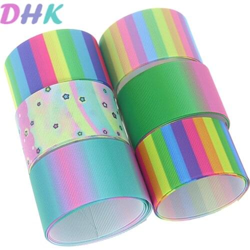 DHK 1.5'' 5yards gradient stripe Printed Grosgrain Ribbon Accessory Hairbow Headwear Decoration DIY Wholesale 38mm E1708
