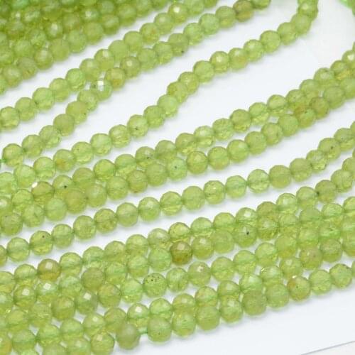 1 Strand Natural Peridot Faceted Round Beads 5mm
