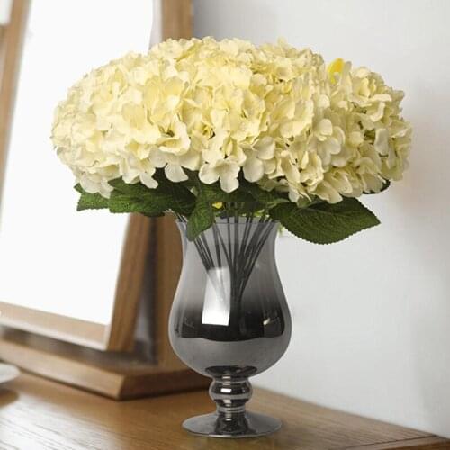 Htmeing Artificial Silk Wedding Flowers Hydrangea Bouquet 7 Blooms Long Stem Bush Bridal Centerpiece DIY Decorations Arrangement
