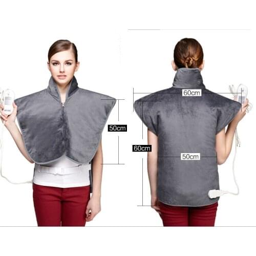 The II update gray 50*60cm Far Infrared Physiotherapy Electric Heating Vest Back Support Shoulder Pad Heated Shawl Pain Relief