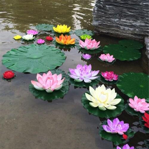 1pcs Artificial Floating Water Lily Eva Lotus Flower Pond Decor 10cm Artificial Lotus Pond Tank Plant Ornament Home Garden Decor