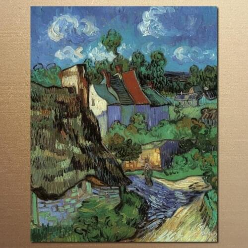 Vincent Van Gogh paintings on Canvas Houses in Auvers hand-painted wall art decor High quality