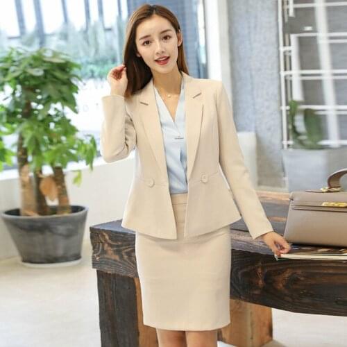 Womens suit autumn high-end new fashion temperament lapel professional wear skirt set two sets of wild womens clothing