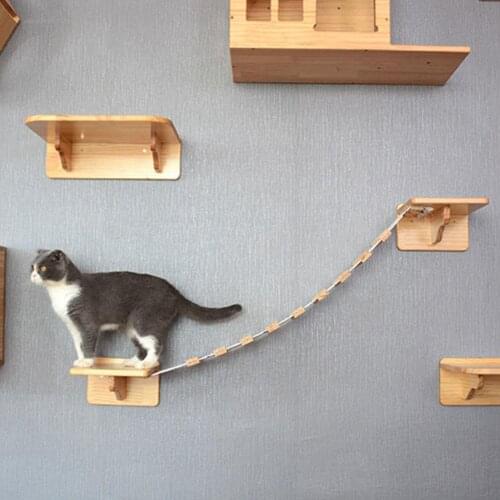 Cat Ladder Steps Pet Cat Wall Mount Staircase Climbing Shelf DIY Cat Wall Cat Climbing Platform Habitat Cat Jump Bridge Pet Toy