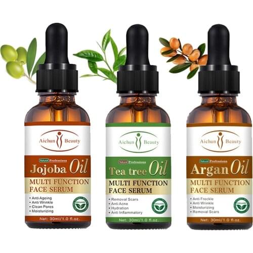 Jojoba Oil Argan Oil Face Essential Oil Deep Moisturizing Friming Skin Massage Oil Anti Acne Brighten Whiten Skin Care Tea Tree