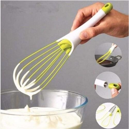 Multifunctional Rotary Manual Egg Beater Mixer Mini Plastic Kitchen Egg Whisk Bake Tool Egg Agitator Silicone Eco-Friendly